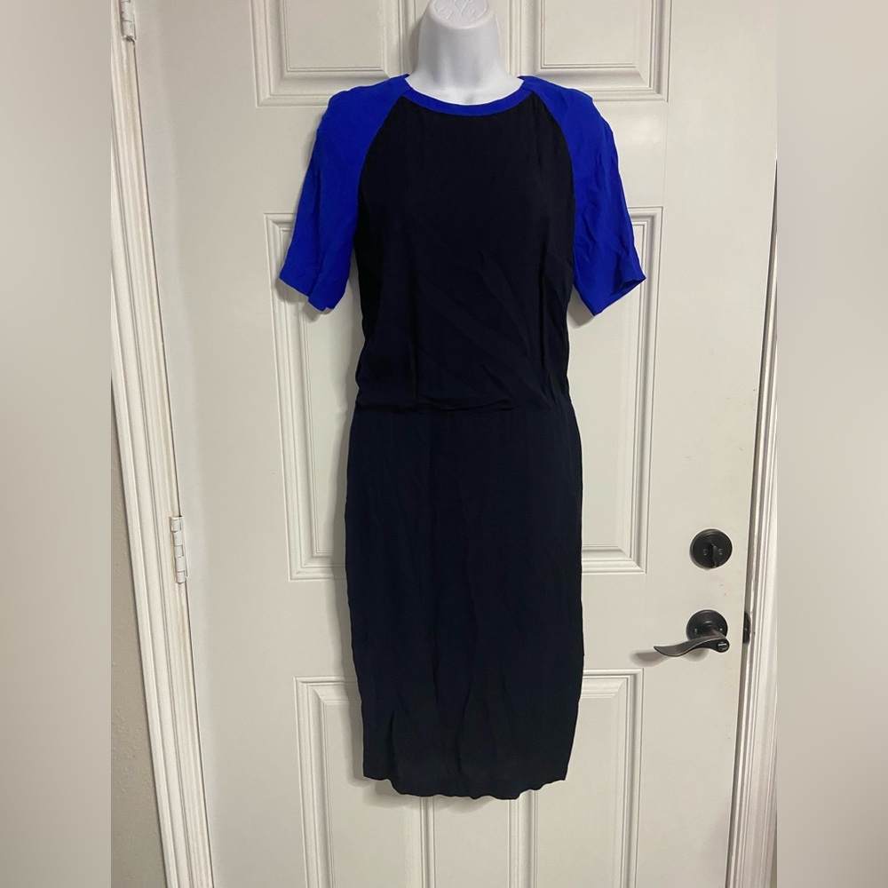 D1- A.L.C. Colorblock Viscose-Silk Midi Sheath Dr… - image 1